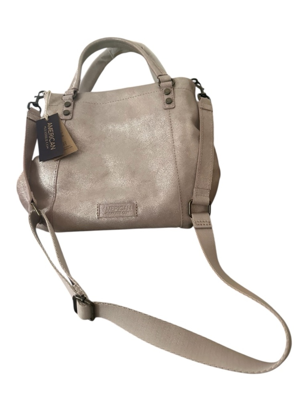 American Leather CO. Bermuda Metallic Wilton Feed Crossbody NWT $165 MSRP - Picture 4 of 16